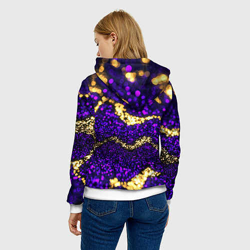 Женская толстовка Россия - фиолетовая текстура / 3D-Белый – фото 4