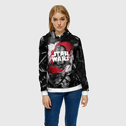 Толстовка-худи женская Звездные войны патерн с героями, цвет: 3D-белый — фото 2