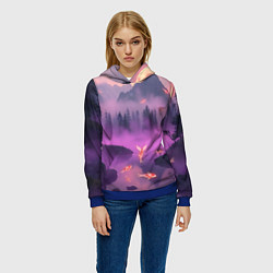 Толстовка-худи женская Горы и рыбки, цвет: 3D-синий — фото 2