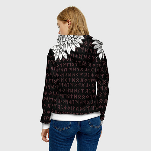 Женская толстовка Асгард на фоне рун и валькнут / 3D-Белый – фото 4