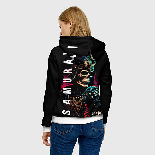 Женская толстовка Самурай с маской черепа / 3D-Белый – фото 4