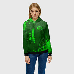 Толстовка-худи женская Ozzy Osbourne - green gradient вертикально, цвет: 3D-черный — фото 2