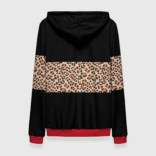 Женская толстовка Полоса с леопардовым паттерном на черном / 3D-Красный – фото 2