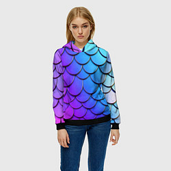 Толстовка-худи женская Градиент на чешуе, цвет: 3D-черный — фото 2