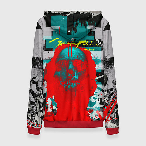 Женская толстовка Cyberpunk 2077 гранж / 3D-Красный – фото 2