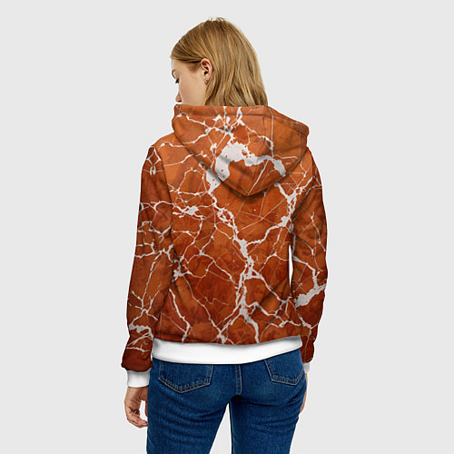 Женская толстовка Темно-оранжевый мрамор / 3D-Белый – фото 4