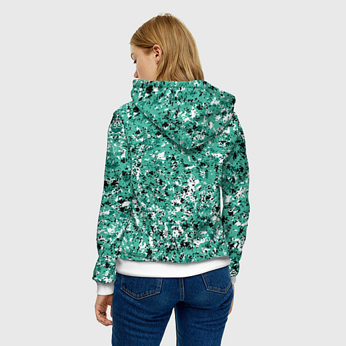 Женская толстовка Бирюзовый с чёрно-белыми пятнами / 3D-Белый – фото 4