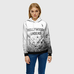 Толстовка-худи женская Hollywood Undead - white gradient посередине, цвет: 3D-черный — фото 2