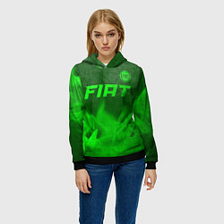 Толстовка-худи женская Fiat - green gradient посередине, цвет: 3D-черный — фото 2