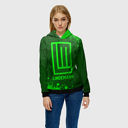 Толстовка-худи женская Lindemann - green gradient, цвет: 3D-черный — фото 2