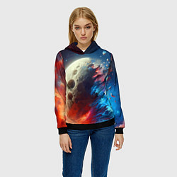 Толстовка-худи женская Разрыв космического тела - нейроарт, цвет: 3D-черный — фото 2