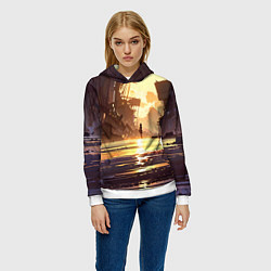 Толстовка-худи женская Аниме под солнцем, цвет: 3D-белый — фото 2