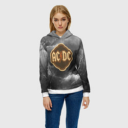 Толстовка-худи женская ACDC ретро логотип, цвет: 3D-белый — фото 2