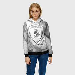 Толстовка-худи женская Lamborghini - white gradient, цвет: 3D-черный — фото 2