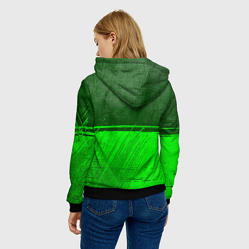 Женская толстовка Fortnite - green gradient посередине / 3D-Черный – фото 4
