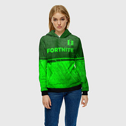 Толстовка-худи женская Fortnite - green gradient посередине, цвет: 3D-черный — фото 2