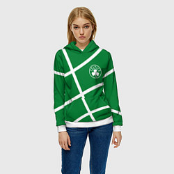 Толстовка-худи женская Boston Celtics green, цвет: 3D-белый — фото 2