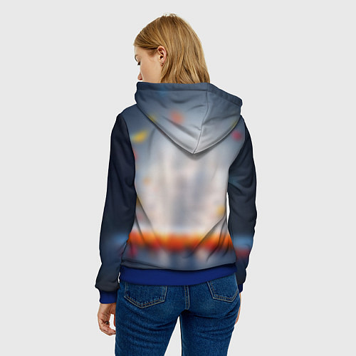 Женская толстовка Геометрический слон и цветные полигоны / 3D-Синий – фото 4