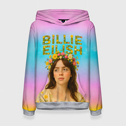 Женская толстовка Билли Айлиш с цветочным венком на голове