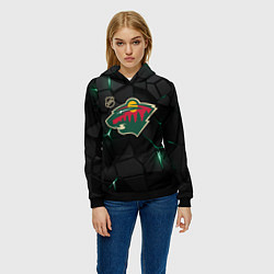 Толстовка-худи женская Миннесота Уайлд - плиты с подсветкой, цвет: 3D-черный — фото 2