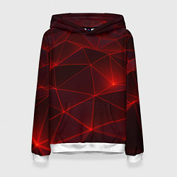 Женская толстовка Красные полигоны с неоном