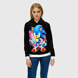 Толстовка-худи женская Sonic in space, цвет: 3D-белый — фото 2