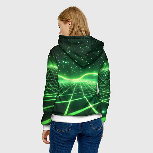 Женская толстовка Bones в зеленом полигоне / 3D-Белый – фото 4