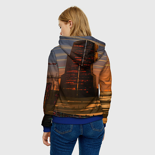 Женская толстовка Bones в халате с журавлями / 3D-Синий – фото 4