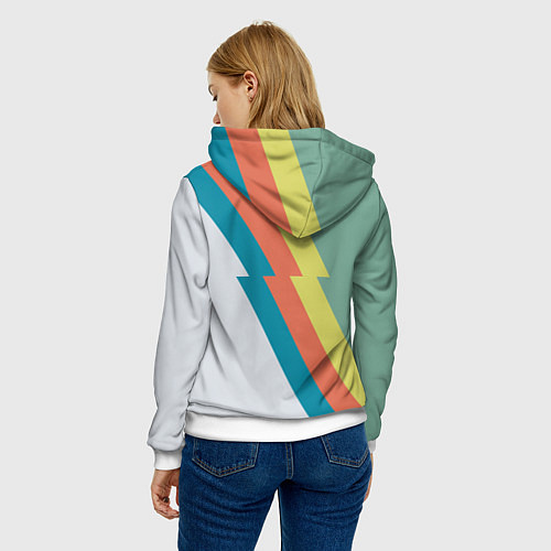 Женская толстовка Рок молния Боуи весенняя палитра / 3D-Белый – фото 4
