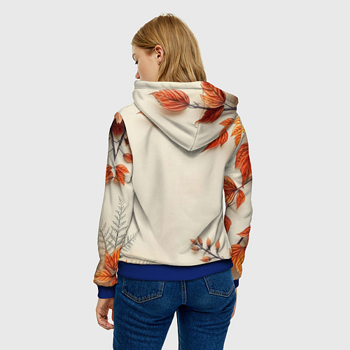 Женская толстовка Лис под осенними листьями / 3D-Синий – фото 4