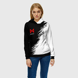 Толстовка-худи женская Монарх красный лого, цвет: 3D-черный — фото 2