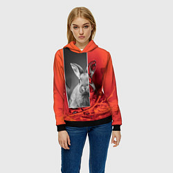 Толстовка-худи женская Хмурый кролик, цвет: 3D-черный — фото 2