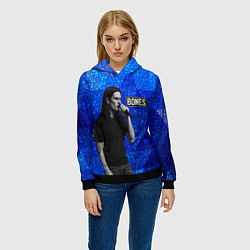 Толстовка-худи женская Bones стоит с микрофоном, цвет: 3D-черный — фото 2