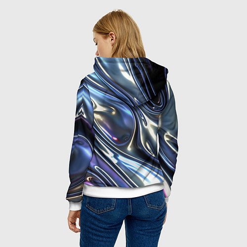 Женская толстовка Серебро жидкий металл / 3D-Белый – фото 4