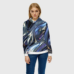 Толстовка-худи женская Серебро жидкий металл, цвет: 3D-белый — фото 2