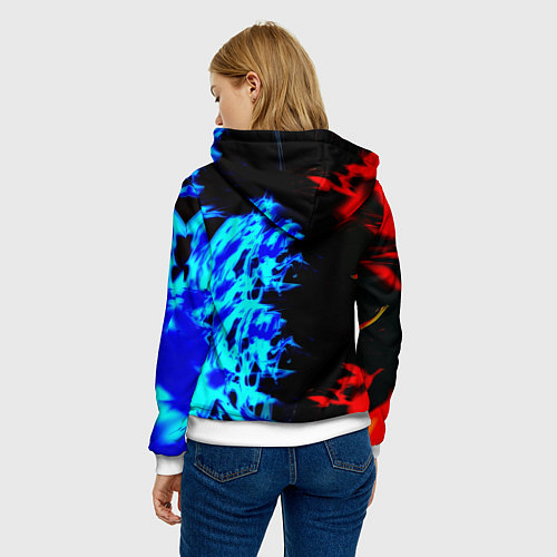 Женская толстовка Doom лёд и пламя / 3D-Белый – фото 4