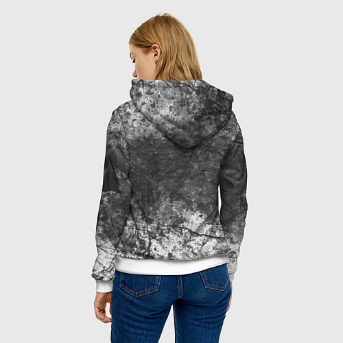 Женская толстовка Абстракция - grey and white wall with cracks / 3D-Белый – фото 4
