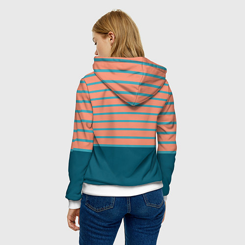 Женская толстовка Полосатый мандариновый морской рассвет / 3D-Белый – фото 4