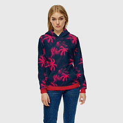 Толстовка-худи женская Palm pink black, цвет: 3D-красный — фото 2