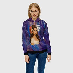 Толстовка-худи женская Lana Del Rey с цветами в волосах, цвет: 3D-черный — фото 2