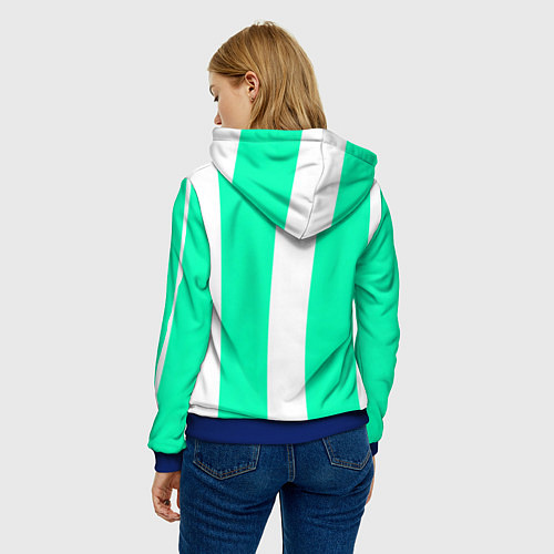 Женская толстовка Color turquoise white line / 3D-Синий – фото 4
