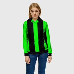 Толстовка-худи женская Color green black lines, цвет: 3D-черный — фото 2