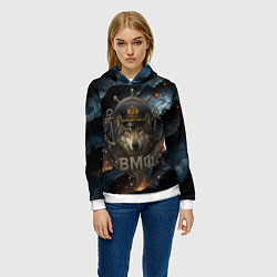 Толстовка-худи женская Волк морской пехотинец ВМФ, цвет: 3D-белый — фото 2