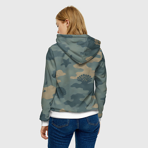 Женская толстовка ВМФ пехотинец волк / 3D-Белый – фото 4