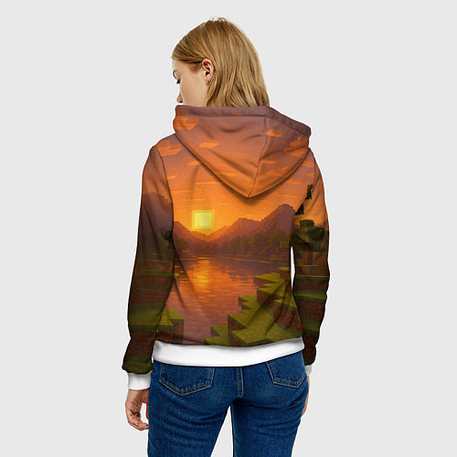 Женская толстовка Закат - Minecraft / 3D-Белый – фото 4