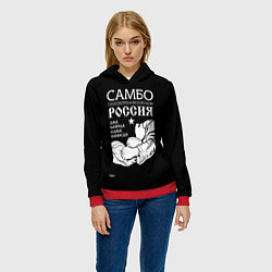 Толстовка-худи женская Самбо - два байца одна победа, цвет: 3D-красный — фото 2