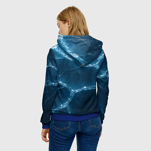 Женская толстовка ВМФ Волк на фоне льда / 3D-Синий – фото 4