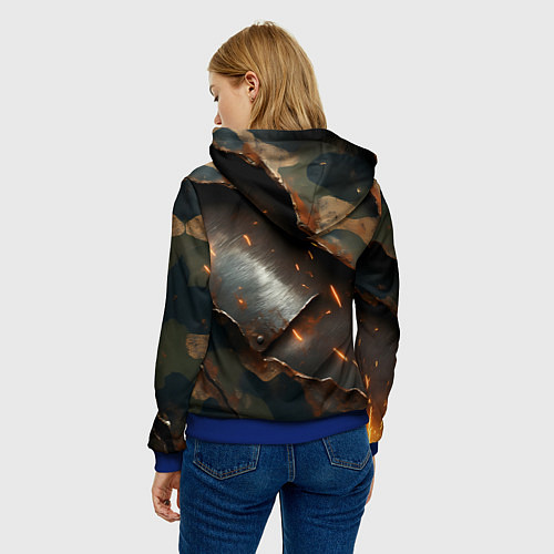 Женская толстовка ВМФ медведь у штурвала на фоне камуфляжа / 3D-Синий – фото 4