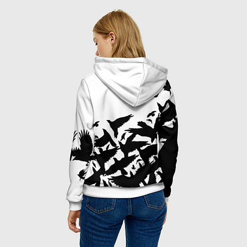 Женская толстовка Doom black crow logo / 3D-Белый – фото 4