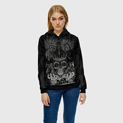Толстовка-худи женская Black Sabbath death skull, цвет: 3D-черный — фото 2